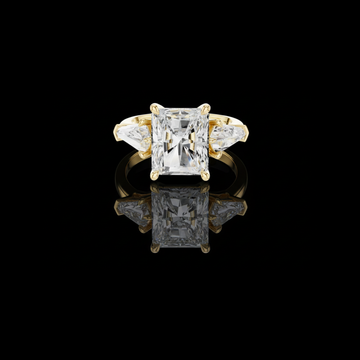 Radiant Lab Diamond Three Stone Ring With Kite Side Stones