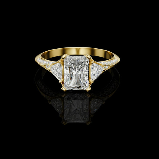 Radiant Moissanite Diamond Anniversary Ring With Pave Band