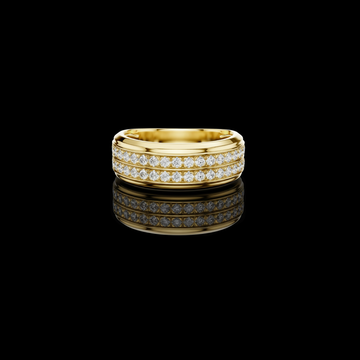 Round Cut Moissanite Diamond Men's Two Row Eternity Wedding Band
