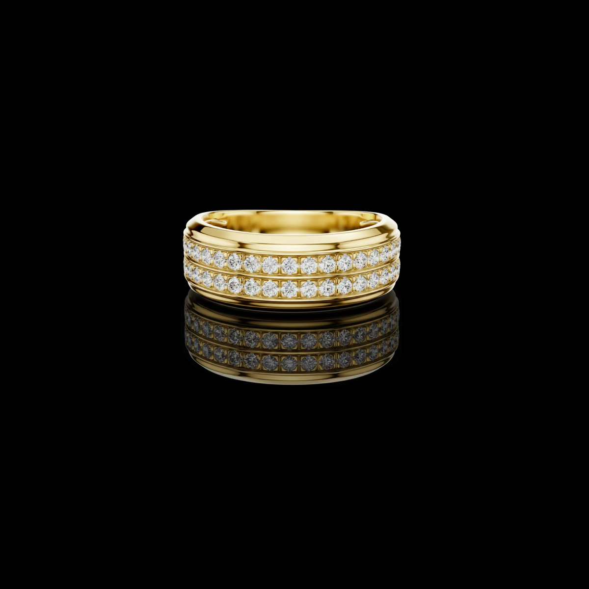 Round Cut Lab Grown Diamond Men's Two Row Eternity Wedding Band