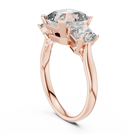 Asscher Cut Three Stone Moissanite Diamond Engagement Ring - View 2
