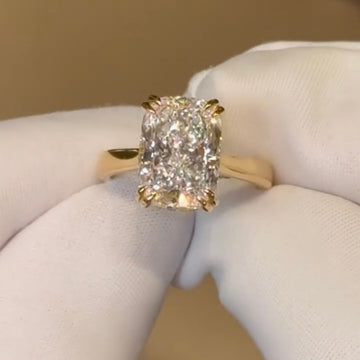 Hidden Halo Radiant Cut Lab Diamond Solitaire Engagement Ring