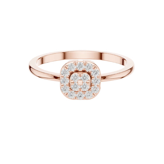 Round Lab Diamond With Halo Cluster Delicate Ring - View 2