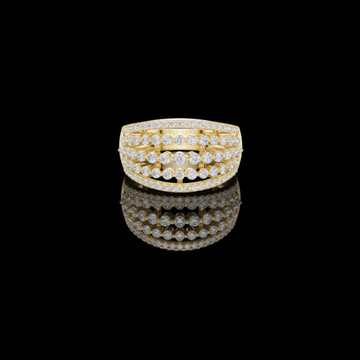 Multi Row Round Moissanite Diamond Wide Band Ring
