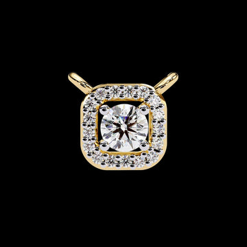 Square Rounded Silhouette Pendant with Round Moissanite Diamond