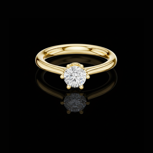 Round Cut Moissanite Diamond Delicate Solitaire Engagement Ring