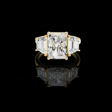 Radiant Cut Lab Diamond Engagement Ring with Trapezoid Diamonds
