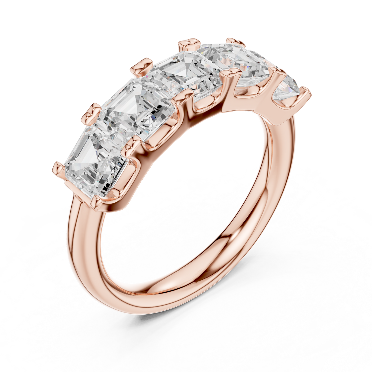 Asscher Cut Lab Diamond Half Eternity Wedding Band - View 5