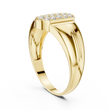 Round Cut Moissanite Diamond Men's Geometric Elongated Medallion Wedding Ring - View 7
