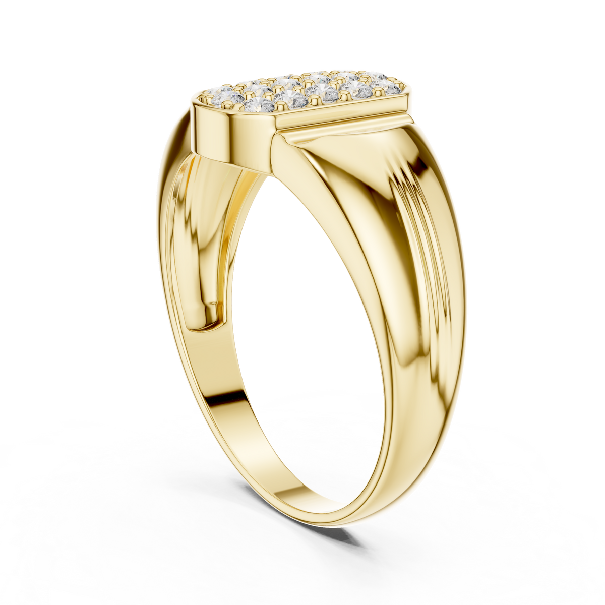 Round Cut Moissanite Diamond Men's Geometric Elongated Medallion Wedding Ring - View 7