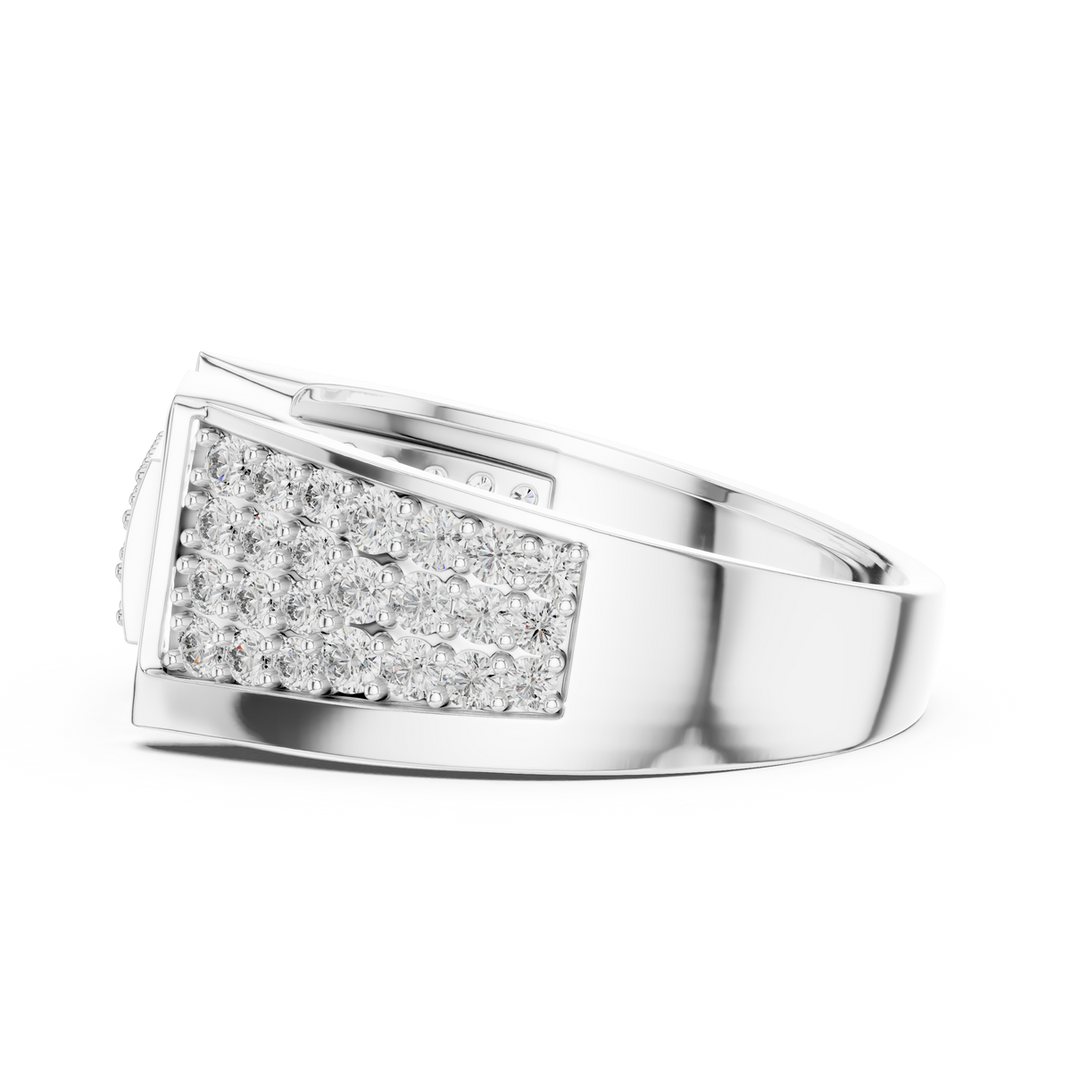 Round Cut Lab Grown Diamond Men's Rectangular Center Pave Statement Band - View 12