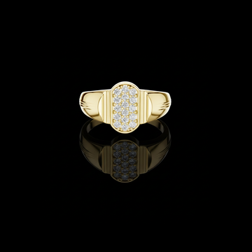 Round Cut Moissanite Diamond Men's Geometric Elongated Medallion Wedding Ring