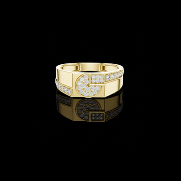 Round Cut Moissanite Diamond Men's Split Circle Medallion Statement Band