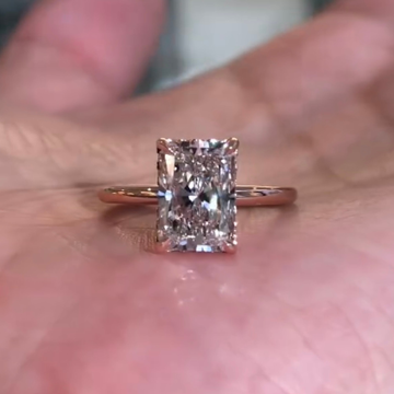 Radiant Cut Lab Diamond Hidden Halo Solitaire Ring