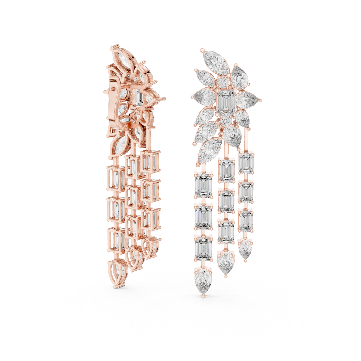 Grand Multi Shape Lab Diamond Chandelier Earrings Trending Statement Drop Jewelry - View 6