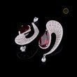 Swirl Red Gemstone Pear Drop Earrings with Pavé Moissanite Diamond Accents - View 2