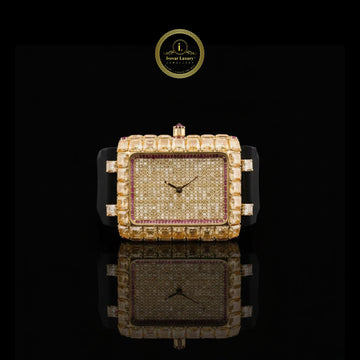 Men’s Luxury Watch – Half Iced Out  Moissanite Diamonds with Rubber Band By IVEVAR Luxury