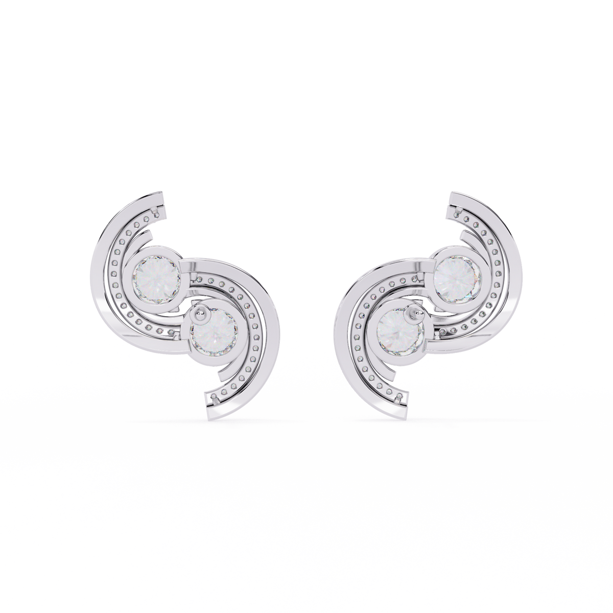 Sparkling Round Cut Lab Grown Diamond Stud Earrings Stackable & Trendy For Her - View 7