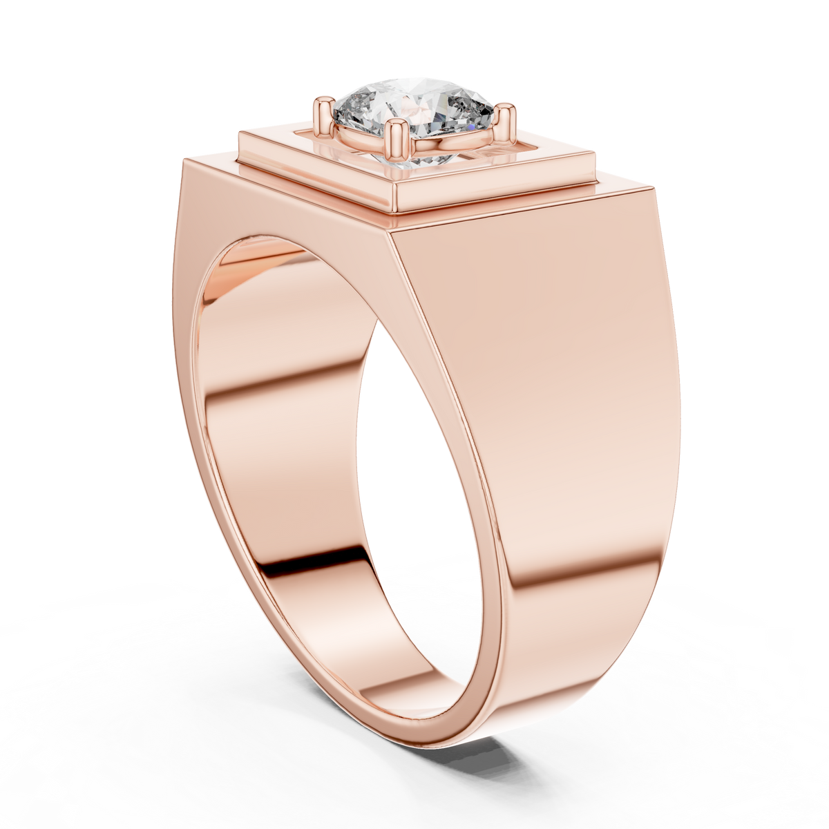 Cushion Cut Moissanite Diamond Men's Square Signet Ring - View 11
