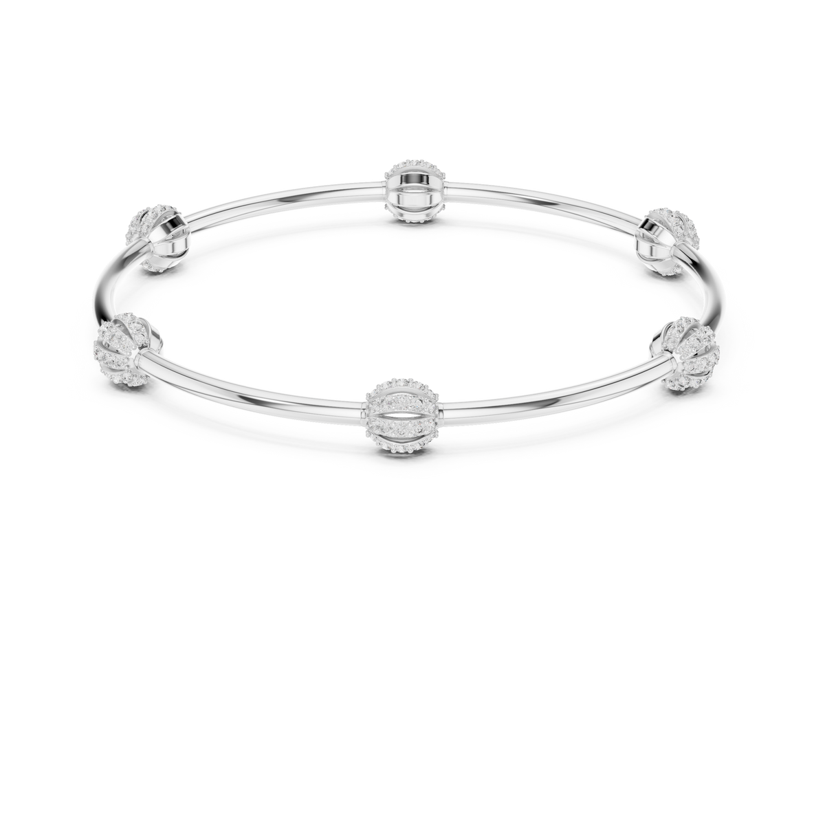 Round Lab Diamond Bracelet with Pave Studded Orb Accents - View 9