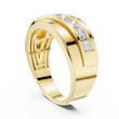 Round Cut Moissanite Diamond Men's Curved Swirl Channel Set Gold Band - View 10