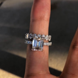 Emerald Cut Moissanite Diamond Women's Double Claw Eternity Bridal Set - View 6