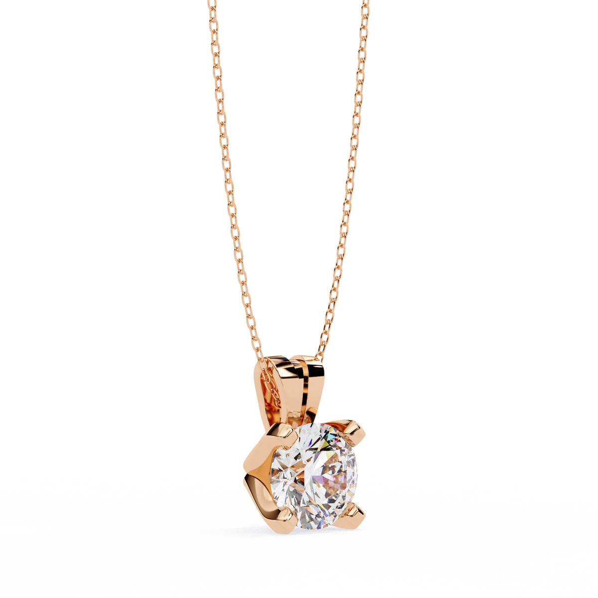 Round Moissanite Diamond Pendant with Heavy Four Prong Double Bail Setting - View 6