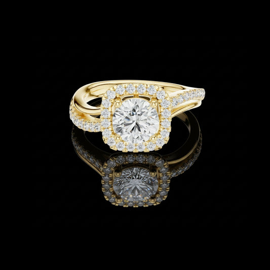 Round Halo Split Shank Lab Grown Diamond Ring