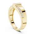 Round Cut Lab Grown Diamond Men's Two Side Channel Set Gold Band - View 5