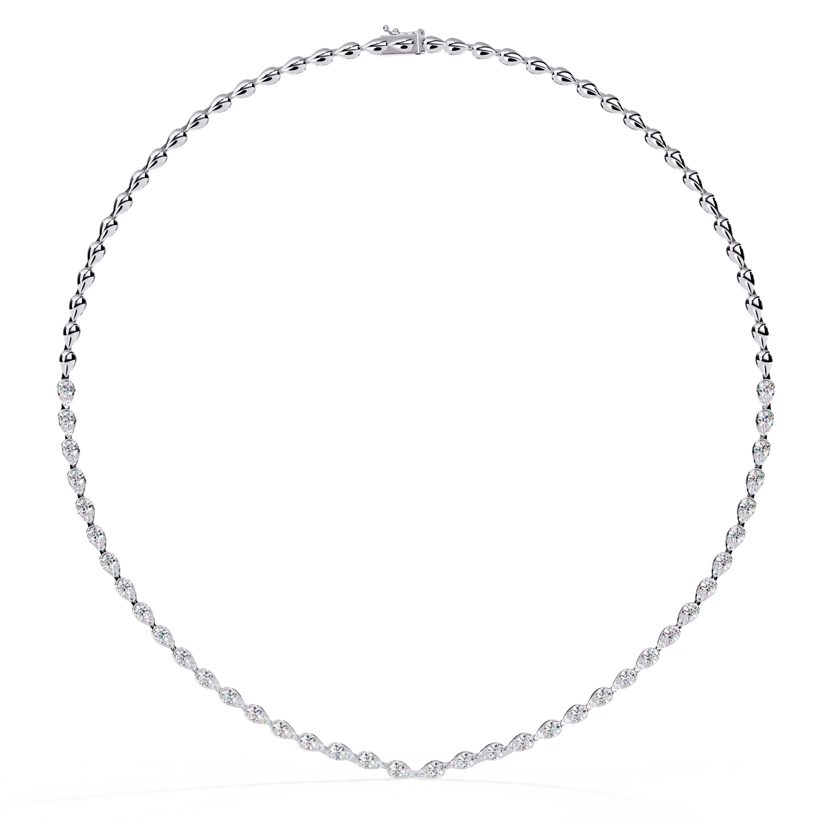 Pear Moissanite Diamond Tennis Necklace - View 4