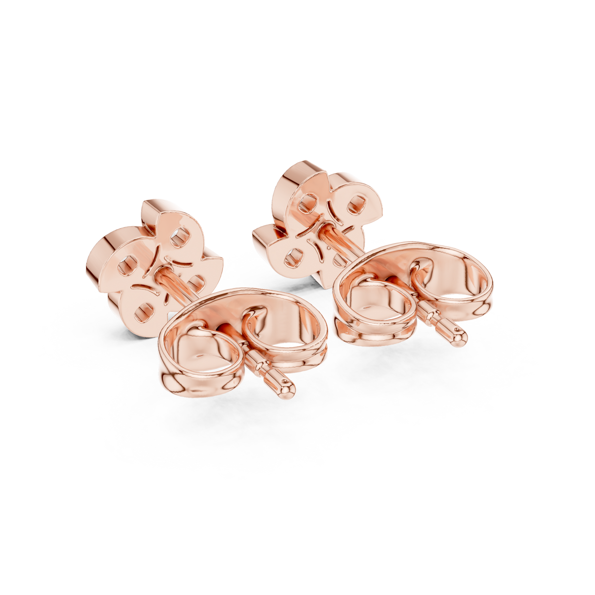 Soft Floral Geometry Petal Curve Round Lab Diamond Stud Earrings - View 11