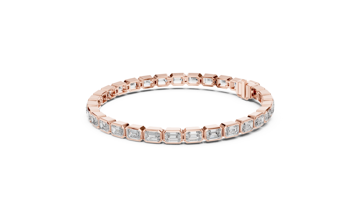Emerald Cut Lab Diamond Octagonal Link Tennis Bracelet - View 11