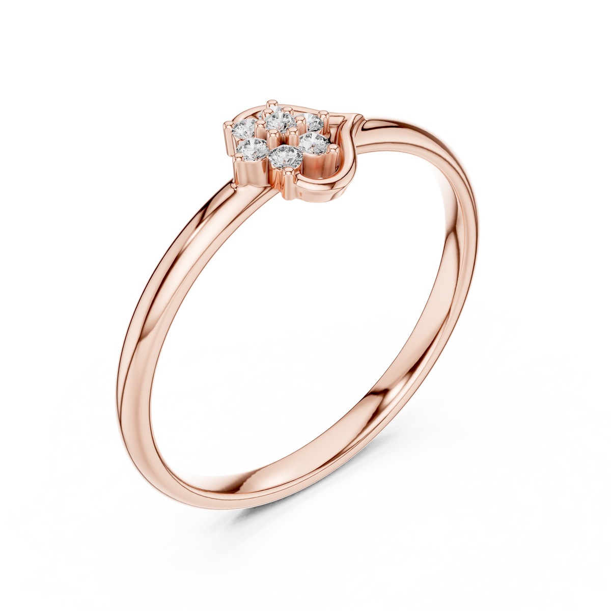 Vintage Round Lab Diamond Cluster Delicate Ring - View 3