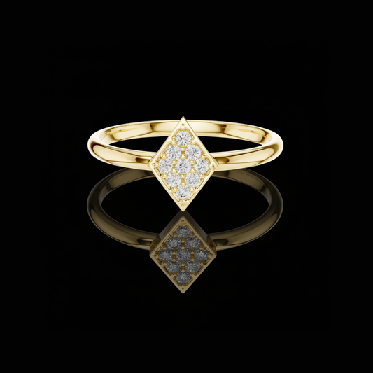 Round Cut Lab Diamond Kite Cluster Ring with Pave Setting