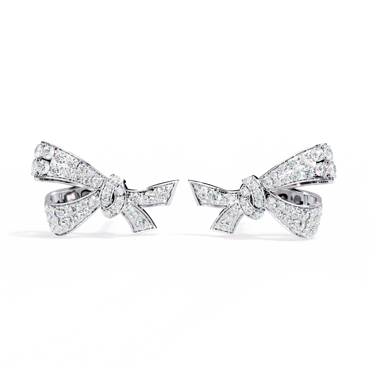 Exquisite Round Lab Grown Radiant Ribbon Diamond Bow Stud with Sparkling Glamour Earring - View 3