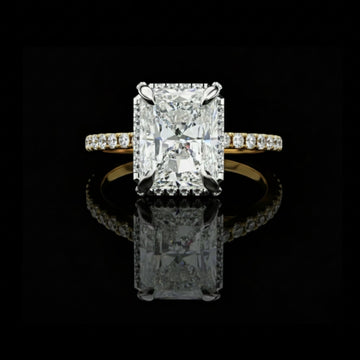 Radiant Cut Lab Diamond Solitaire Ring With Pave Diamond Band