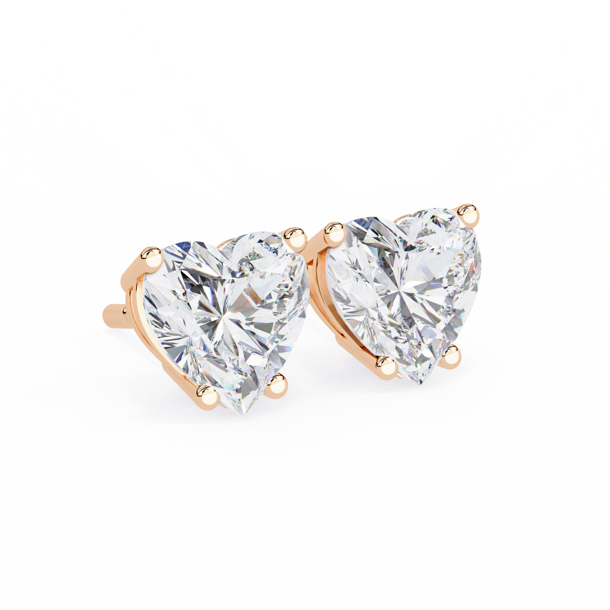 Romantic Brilliant Heart Shaped Lab Grown Stud Earrings in Elegant Prong Setting for Timeless Sparkle - View 3