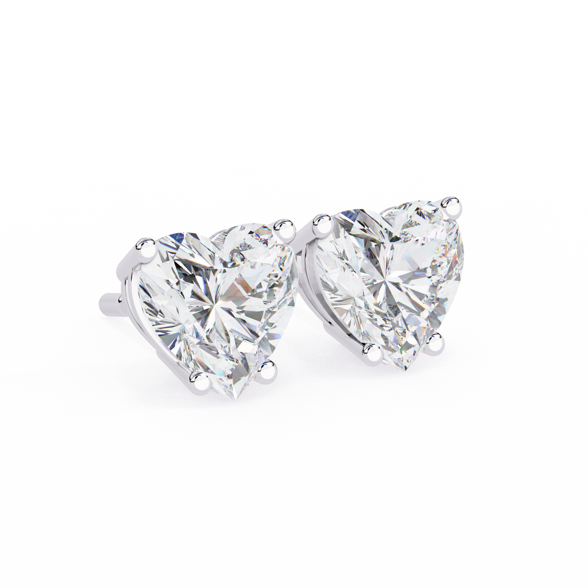 Romantic Brilliant Heart Shaped Lab Grown Stud Earrings in Elegant Prong Setting for Timeless Sparkle - View 4