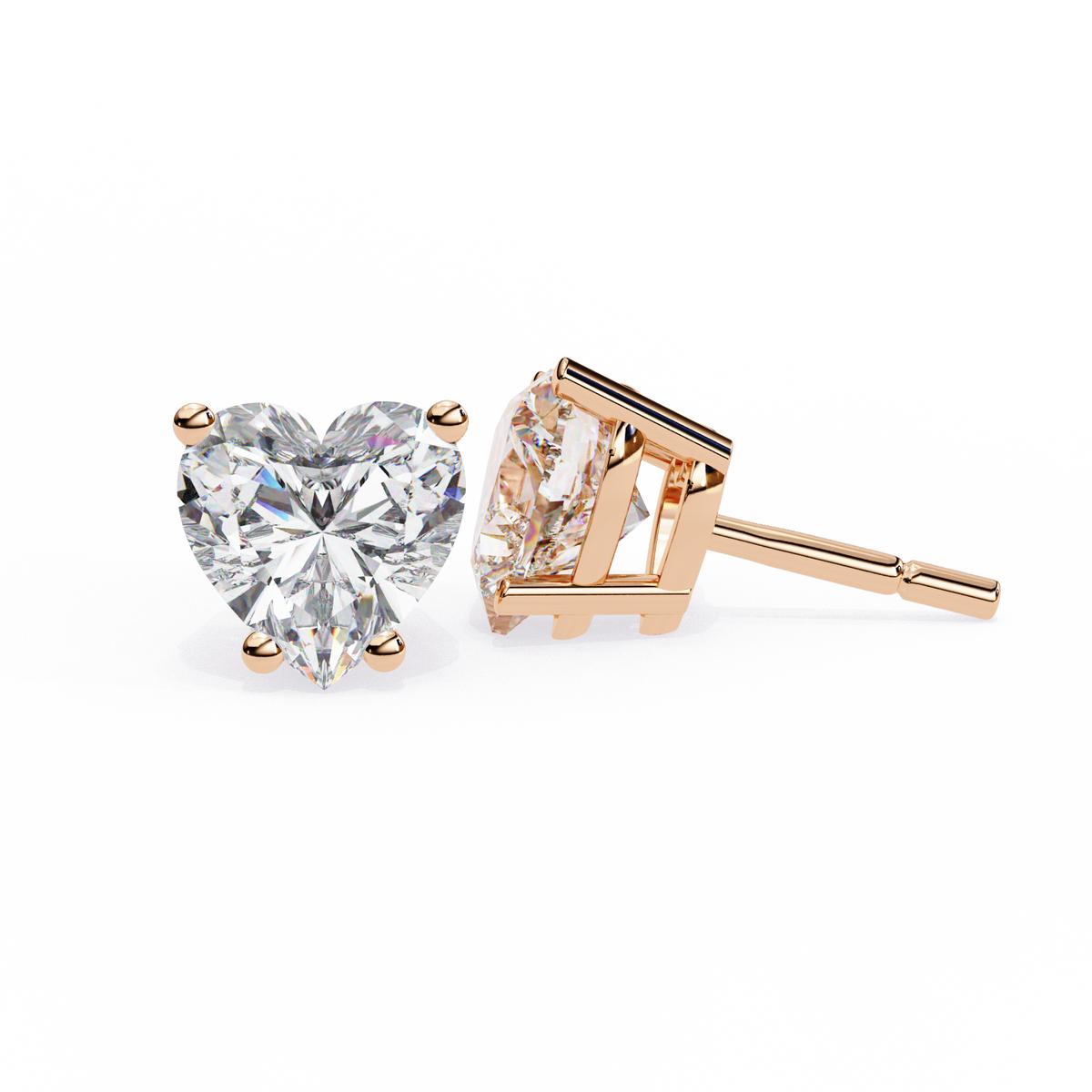 Romantic Brilliant Heart Shaped Lab Grown Stud Earrings in Elegant Prong Setting for Timeless Sparkle - View 6