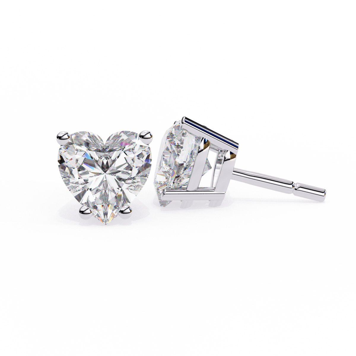 Romantic Brilliant Heart Shaped Lab Grown Stud Earrings in Elegant Prong Setting for Timeless Sparkle - View 7
