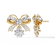 Unique Lab Grown Round Diamond Bow Drop Earrings with Dazzling Pave Detailing and Sparkling Floral Charm - View 4