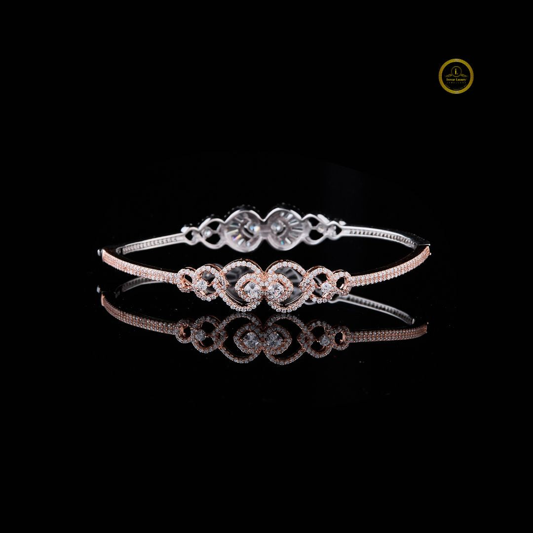 Round Cut Moissanite Diamond Delicate Dual Tone Embrace Bracelet For Her - View 3