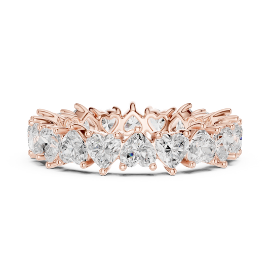 Pave Setting Heart Cut Moissanite Diamond Eternity Wedding Band - View 2
