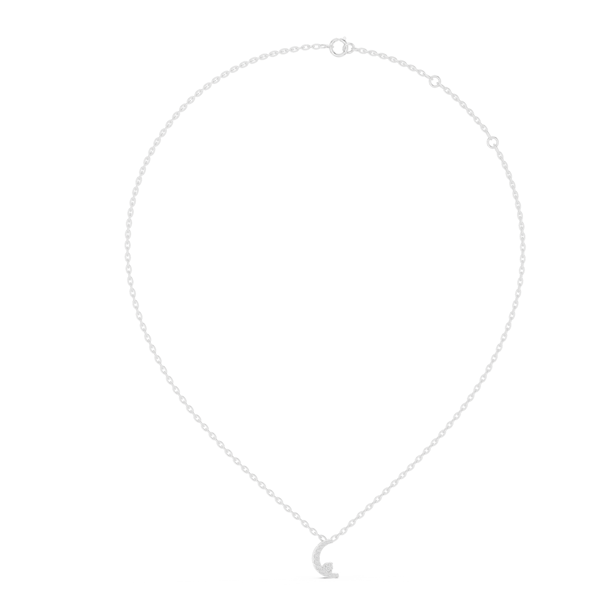 Crescent Moon Pendant with Pave Round Lab Grown Diamond - View 12