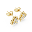 Three Stone Heart Round Brilliant Cut Lab Diamond Stud Earrings Trefoil Cluster - View 4