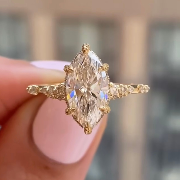 Marquise Cut Lab Diamond Pave Cathedral Engagement Ring