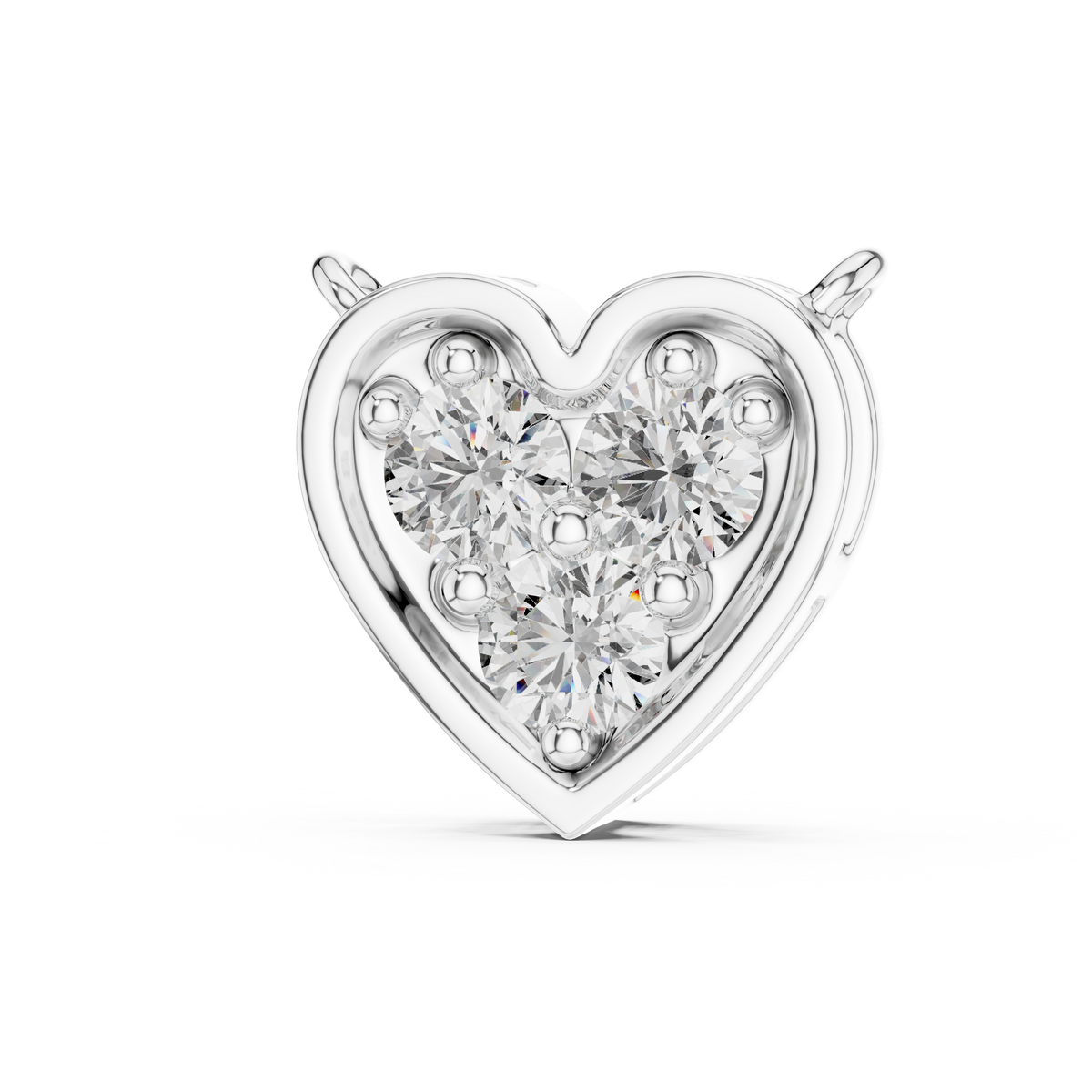 Heart Shape Pendant with Round Three Stone Cluster Lab Grown Diamond - View 3