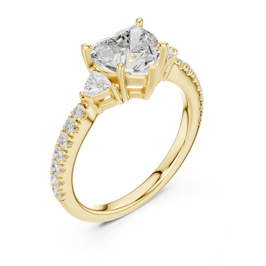 Heart Shaped Lab Diamond Pave Engagement Ring - View 2