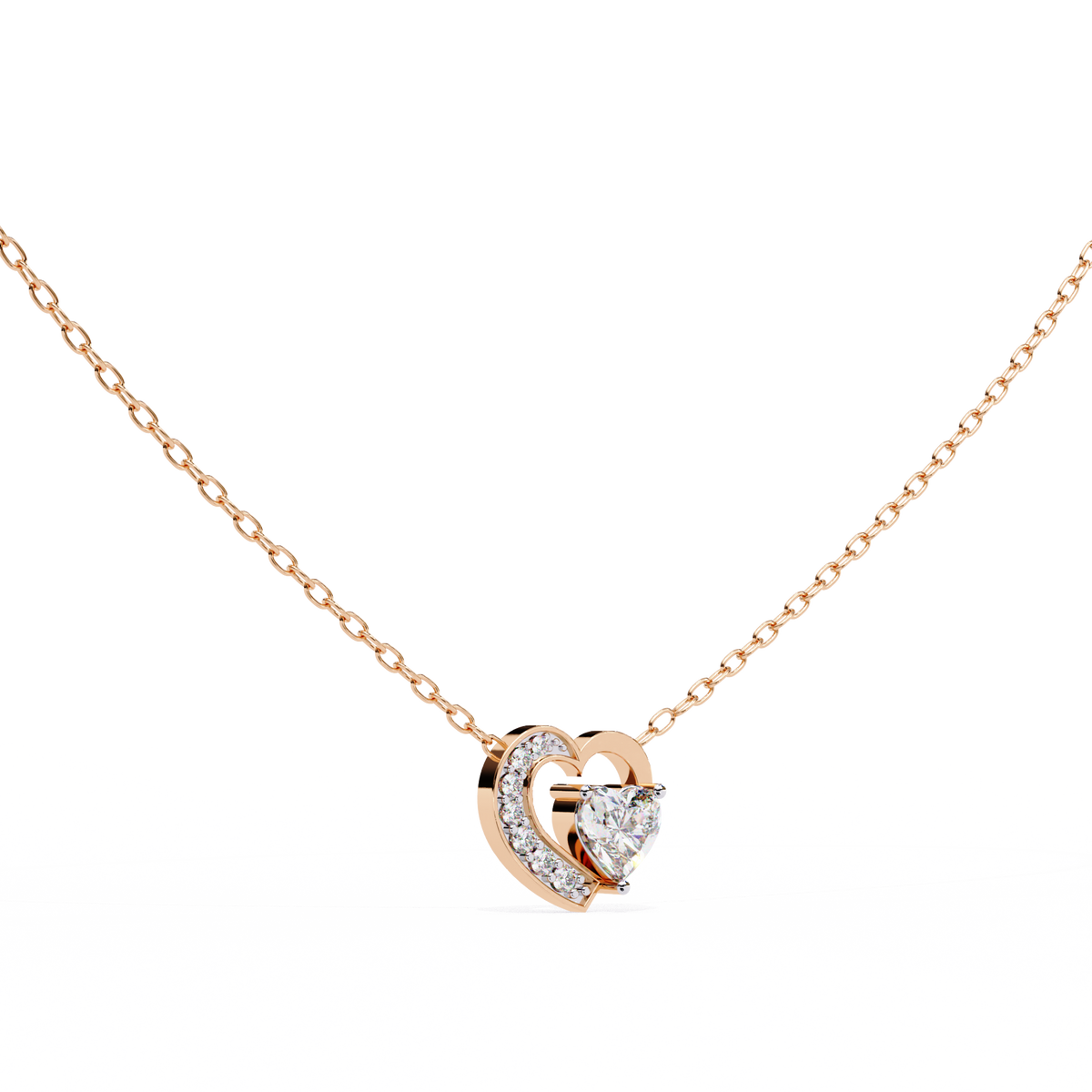 Heart Moissanite Solitaire Diamond Pendant with Open Asymmetrical Frame - View 3