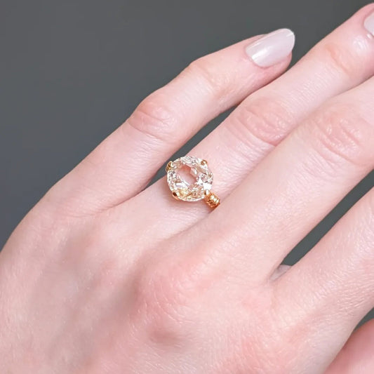 Round Rose Cut Lab Diamond Solitaire Engagement Ring - View 3
